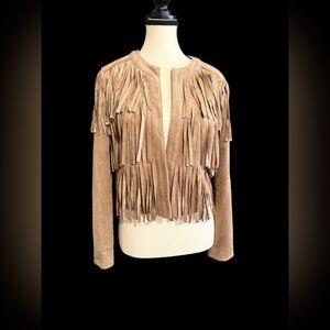 Sam Edelman NWOT Fringed Jacket Brown Faux Suede Western XS 2010 Retired